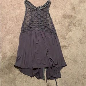 Lace top with tie down back that opens